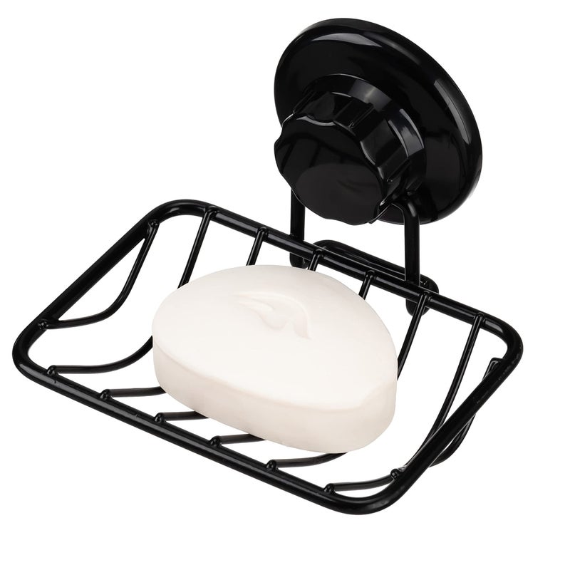 iPEGTOP Super Powerful Vacuum Suction Cup Shower Soap Dish - Strong Rustproof Stainless Steel Soap Saver Sponge Holder for Bathroom & Kitchen Sink, Black - Image 1